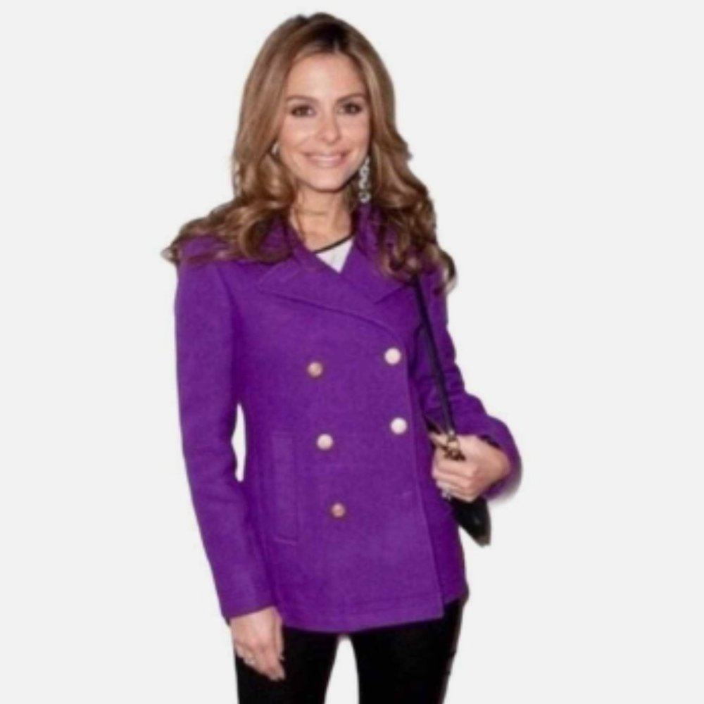 J. Crew Purple Double-Breasted Wool Pea Coat